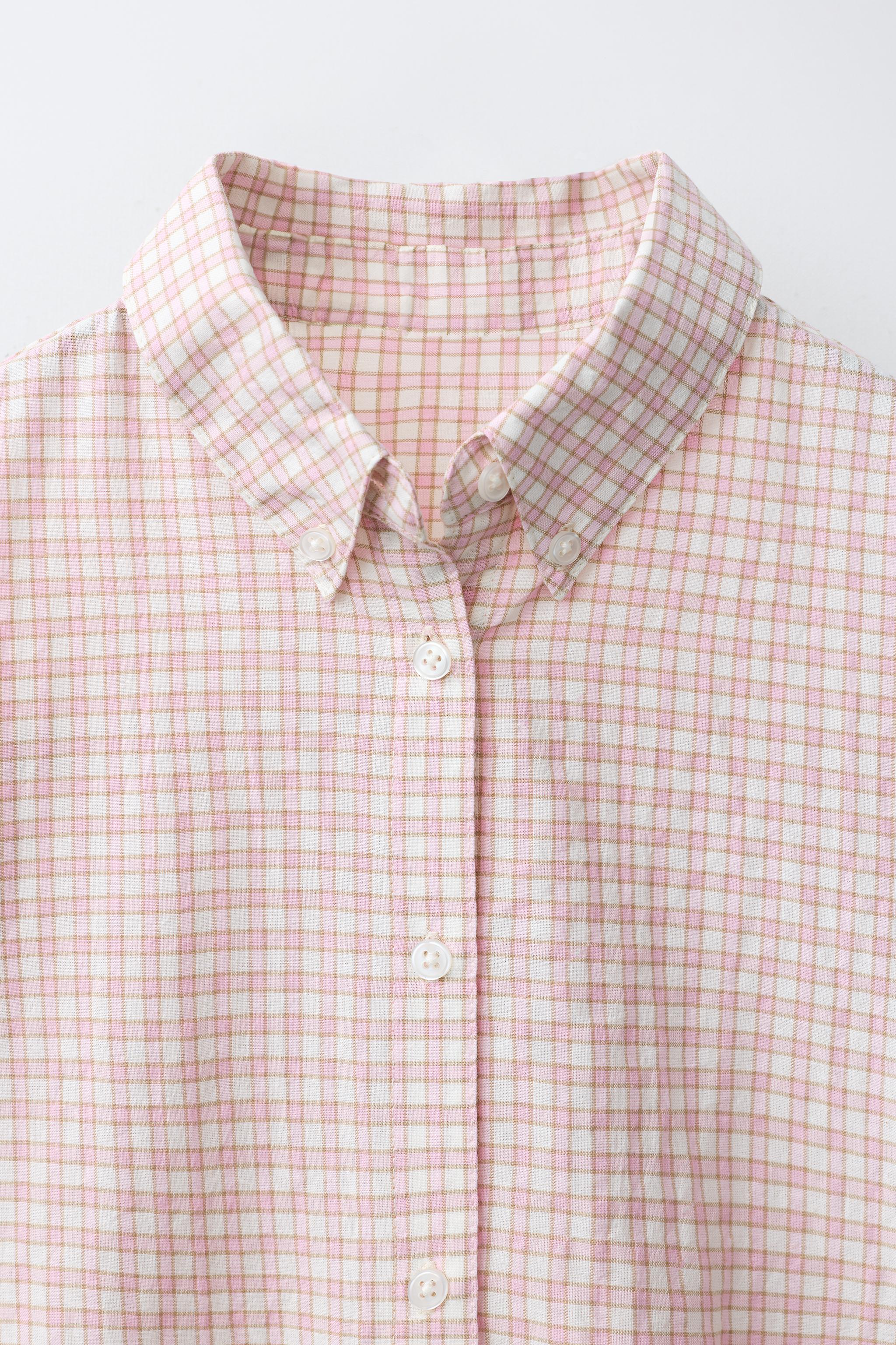 PLAID RUFFLED SHIRT DRESS